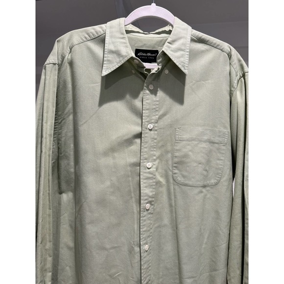 Eddie Bauer Green Khaki Button-Down Long Sleeve Size Large - Picture 6 of 7